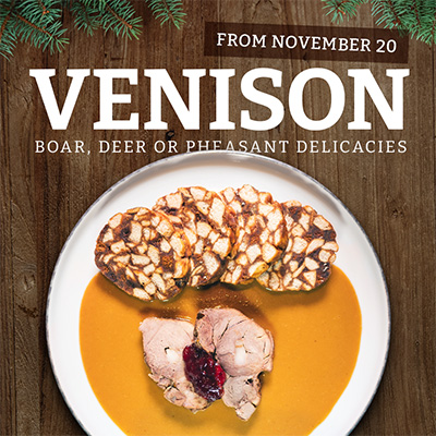 Venison - boar, deer or pheasant delicacies